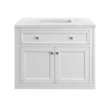 James Martin Vanities 305-V36-GW-3AF - Chicago 36'' Single Vanity, Glossy White w/ 3 CM Arctic Fall Top