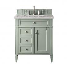 James Martin Vanities 650-V30-SGR-3VSL - Brittany 30'' Single Vanity, Sage Green, w/ 3 CM Victorian Silver Quartz Top