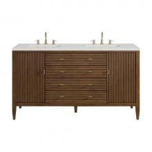 James Martin Vanities 485-V60D-WLT-3LDL - Myrrin 60'' Double Vanity, Mid Century Walnut w/ 3 CM Lime Delight Quartz Top