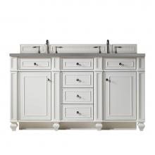 James Martin Vanities 157-V60D-BW-3GEX - Bristol 60'' Double Vanity, Bright White, w/ 3 CM Grey Expo Quartz Top