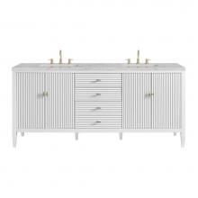 James Martin Vanities 485-V72-BW-3EJP - Myrrin 72'' Double Vanity, Bright White w/ 3 CM Eternal Jasmine Pearl Quartz Top