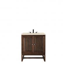 James Martin Vanities E645-V30-MCA-3EMR - Athens 30'' Single Vanity Cabinet, Mid Century Acacia, w/ 3 CM Eternal Marfil Top