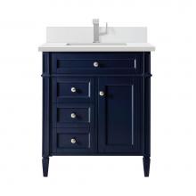 James Martin Vanities 650-V30-VBL-1WZ - Brittany 30'' Single Vanity, Victory Bleu w/ Single Hole 3 CM White Zeus Quartz Top &