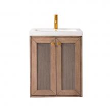 James Martin Vanities E303V20WWWG - Chianti 20'' Single Vanity Cabinet, Whitewashed Walnut w/ White Glossy Composite Counter