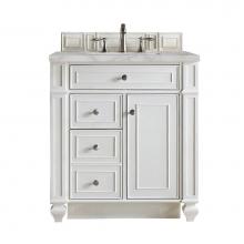 James Martin Vanities 157-V30-BW-3VSL - Bristol 30'' Single Vanity, Bright White w/ 3 CM Victorian Silver Quartz Top