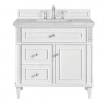 James Martin Vanities 424-V36-BW-3VSL - Lorelai 36'' Single Vanity, Bright White w/ 3 CM Victorian Silver Quartz Top