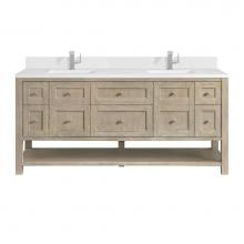 James Martin Vanities 330-V72-WWO-1WZ - Breckenridge 72'' Double Vanity, Whitewashed Oak w/ Single Hole 3 CM White Zeus Quartz T