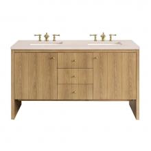 James Martin Vanities 435-V60D-LNO-3EMR - Hudson 60'' Double Vanity, Light Natural Oak w/ 3 CM Eternal Marfil Top