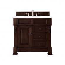 James Martin Vanities 147-114-5566-3WZ - Brookfield 36'' Single Vanity, Burnished Mahogany w/ 3 CM White Zeus Quartz Top