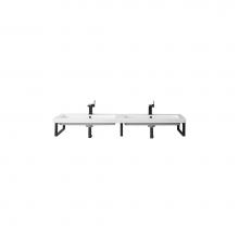 James Martin Vanities 055BK18MBK63WG2 - Three Boston 18'' Wall Brackets, Matte Black w/63'' White Glossy Composite Cou