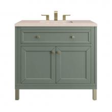 James Martin Vanities 305-V36-SC-3EMR - Chicago 36'' Single Vanity, Smokey Celadon w/ 3 CM Eternal Marfil Top