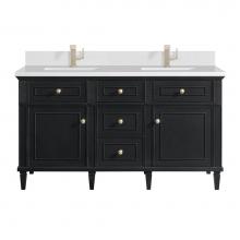 James Martin Vanities 424-V60D-BKO-1WZ - Lorelai 60'' Double Vanity, Black Onyx w/ Single Hole 3 CM White Zeus Quartz Top & B