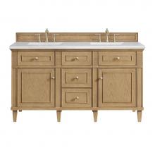 James Martin Vanities 424-V60D-LNO-3AF - Lorelai 60'' Double Vanity, Light Natural Oak w/ 3 CM Arctic Fall Solid Surface Top