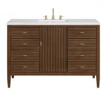 James Martin Vanities 485-V48-WLT-3AF - Myrrin 48'' Vanity, Mid Century Walnut w/ 3 CM Arctic Fall Solid Surface Top