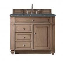 James Martin Vanities 157-V36-WW-3PBL - Bristol 36'' Single Vanity, Whitewashed Walnut w/ 3 CM Parisien Bleu Quartz Top