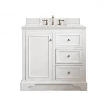 James Martin Vanities 825-V36-BW-3LDL - De Soto 36'' Single Vanity, Bright White w/ 3 CM Lime Delight Quartz Top