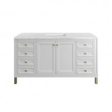 James Martin Vanities 305-V60S-GW-3AF - Chicago 60'' Single Vanity, Glossy White w/ 3 CM Arctic Fall Top