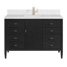 James Martin Vanities 485-V48-CBO-1WZ - Myrrin 48'' Vanity, Carbon Oak w/ Single Hole 3 CM White Zeus Quartz Top & Backsplas