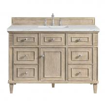 James Martin Vanities 424-V48-WWO-3ENC - Lorelai 48'' Single Vanity, Whitewashed Oak w/ 3 CM Ethereal Noctis Quartz Top