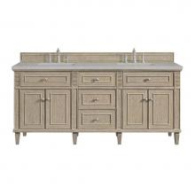 James Martin Vanities 424-V72-WWO-3ESR - Lorelai 72'' Double Vanity, Whitewashed Oak w/ 3 CM Eternal Serena Quartz Top