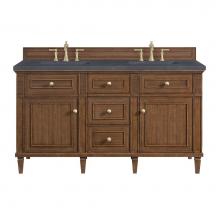 James Martin Vanities 424-V60D-WLT-3CSP - Lorelai 60'' Double Vanity, Mid-Century Walnut w/ 3 CM Charcoal Soapstone Quartz Top