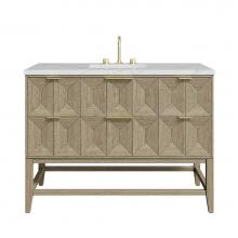 James Martin Vanities D100-V48-PBO-3ENC - Emmeline 48'' Single Vanity, Pebble Oak w/ 3 CM Ethereal Noctis Quartz Top