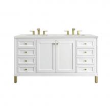 James Martin Vanities 305-V60D-GW-3LDL - Chicago 60'' Double Vanity, Glossy White w/ 3 CM Lime Delight Top