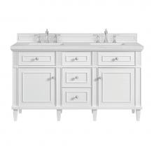 James Martin Vanities 424-V60D-BW-3AF - Lorelai 60'' Double Vanity, Bright White w/ 3 CM Arctic Fall Solid Surface Top