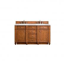 James Martin Vanities 157-V60D-SBR-3WZ - Bristol 60'' Double Vanity, Saddle Brown, w/ 3 CM White Zeus Quartz Top