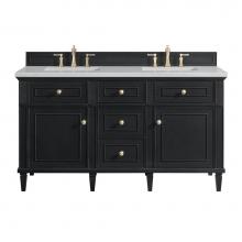 James Martin Vanities 424-V60D-BKO-3AF - Lorelai 60'' Double Vanity, Black Onyx w/ 3 CM Arctic Fall Solid Surface Top