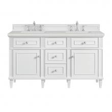 James Martin Vanities 424-V60D-BW-3LDL - Lorelai 60'' Double Vanity, Bright White w/ 3 CM Lime Delight Quartz Top