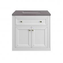 James Martin Vanities 305-V30-GW-3GEX - Chicago 30'' Single Vanity, Glossy White w/ 3 CM Grey Expo Top