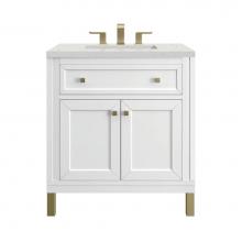 James Martin Vanities 305-V30-GW-3LDL - Chicago 30'' Single Vanity, Glossy White w/ 3 CM Lime Delight Top