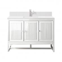 James Martin Vanities E645-V48-GW-1WZ - Athens 48'' Single Vanity, Glossy White w/ Single Hole 3 CM White Zeus Quartz Top &