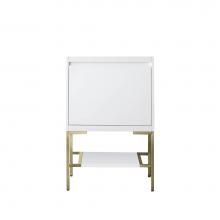 James Martin Vanities 805-V23.6-GW-CB - Mantova 23.6'' Single Vanity Cabinet, Glossy White, Champagne Brass Base