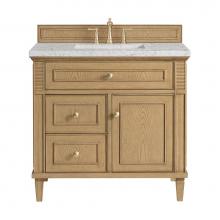 James Martin Vanities 424-V36-LNO-3EJP - Lorelai 36'' Single Vanity, Light Natural Oak w/ 3 CM Eternal Jasmine Pearl Quartz Top