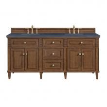 James Martin Vanities 424-V72-WLT-3CSP - Lorelai 72''Double Vanity, Mid-Century Walnut w/ 3 CM Charcoal Soapstone Quartz Top