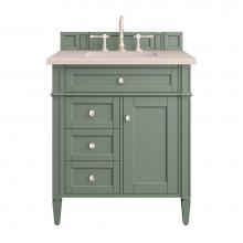 James Martin Vanities 650-V30-SC-3EMR - Brittany 30'' Single Vanity, Smokey Celadon w/ 3 CM Eternal Marfil Top