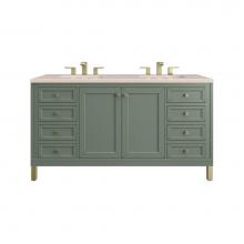 James Martin Vanities 305-V60D-SC-3EMR - Chicago 60'' Double Vanity, Smokey Celadon w/ 3 CM Eternal Marfil Top