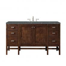 James Martin Vanities E444-V60S-MCA-3PBL - Addison 60'' Single Vanity, Mid-Century Acacia w/ 3 CM Parisien Bleu Quartz Top