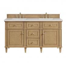 James Martin Vanities 424-V60D-LNO-3LDL - Lorelai 60'' Double Vanity, Light Natural Oak w/ 3 CM Lime Delight Quartz Top