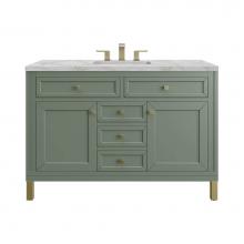 James Martin Vanities 305-V48-SC-3VSL - Chicago 48'' Single Vanity, Smokey Celadon w/ 3 CM Victorian Silver Top