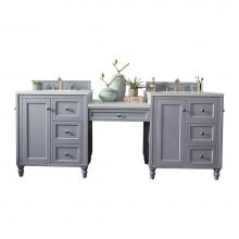 James Martin Vanities 301-V86-SL-DU-3WZ - Copper Cove Encore 86'' Double Vanity Set, Silver Gray w/ Makeup Table, 3 CM White Zeus