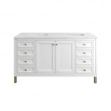 James Martin Vanities 305-V60D-GW-3ENC - Chicago 60'' Double Vanity, Glossy White w/ 3 CM Ethereal Noctis Top