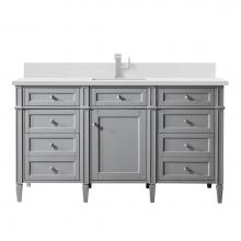 James Martin Vanities 650-V60S-UGR-1WZ - Brittany 60'' Single Vanity, Urban Gray w/ Single Hole 3 CM White Zeus Quartz Top &