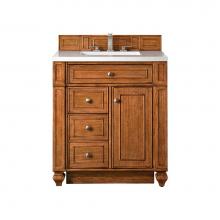 James Martin Vanities 157-V30-SBR-3WZ - Bristol 30'' Single Vanity, Saddle Brown, w/ 3 CM White Zeus Quartz Top