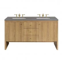 James Martin Vanities 435-V60D-LNO-3GEX - Hudson 60'' Double Vanity, Light Natural Oak w/ 3 CM Grey Expo Top