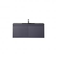 James Martin Vanities 801V47.3MGGCHB - Milan 47.3'' Single Vanity, Modern Gray Glossy w/ Charcoal Black Composite Stone Top