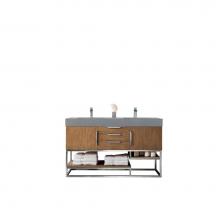 James Martin Vanities 388-V59D-LTO-BN-DGG - Columbia 59'' Double Vanity, Latte Oak w/ Dusk Grey Glossy Composite Top