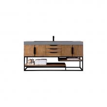 James Martin Vanities 388-V72S-LTO-MB-DGG - Columbia 72'' Single Vanity, Latte Oak, Matte Black w/ Dusk Grey Glossy Composite Top